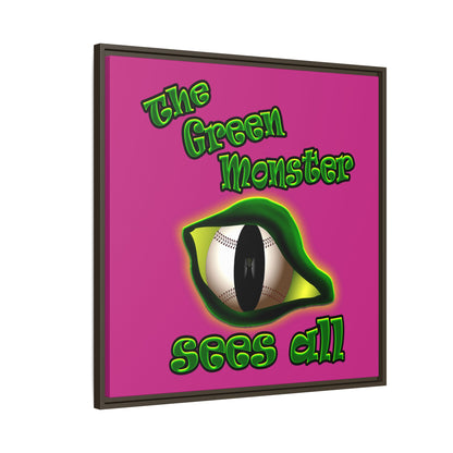 green monster - framed canvas art (pink)