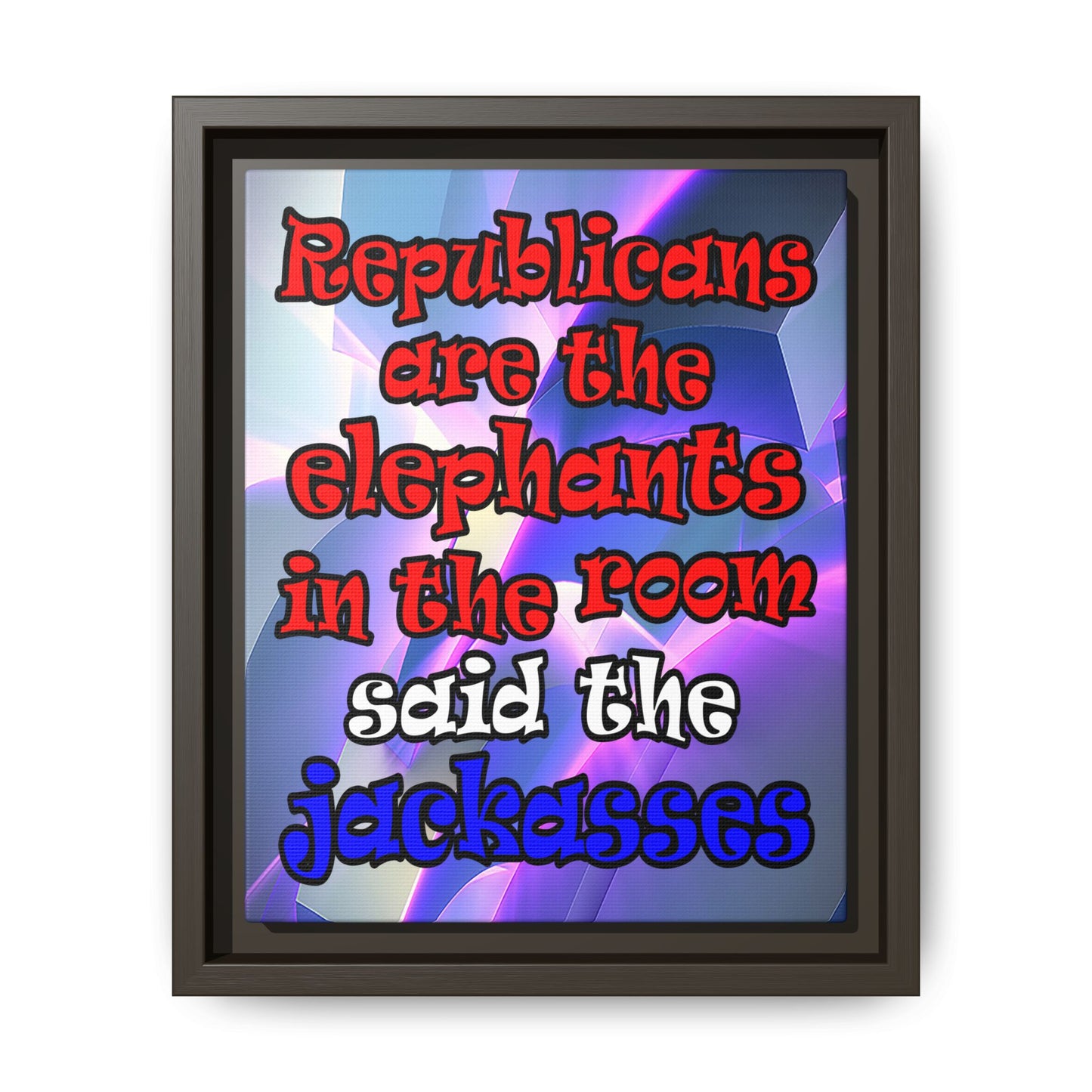 donkeys and elephants - framed canvas art (grey-pink wave)