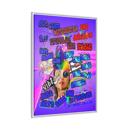 drop the beat - framed canvas art (purple-pink wave)