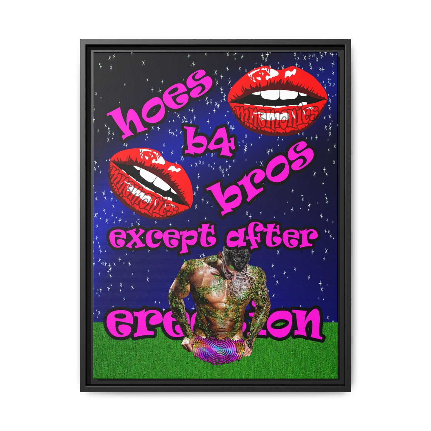 hoes b4 bros - framed canvas art ('snoops' background)