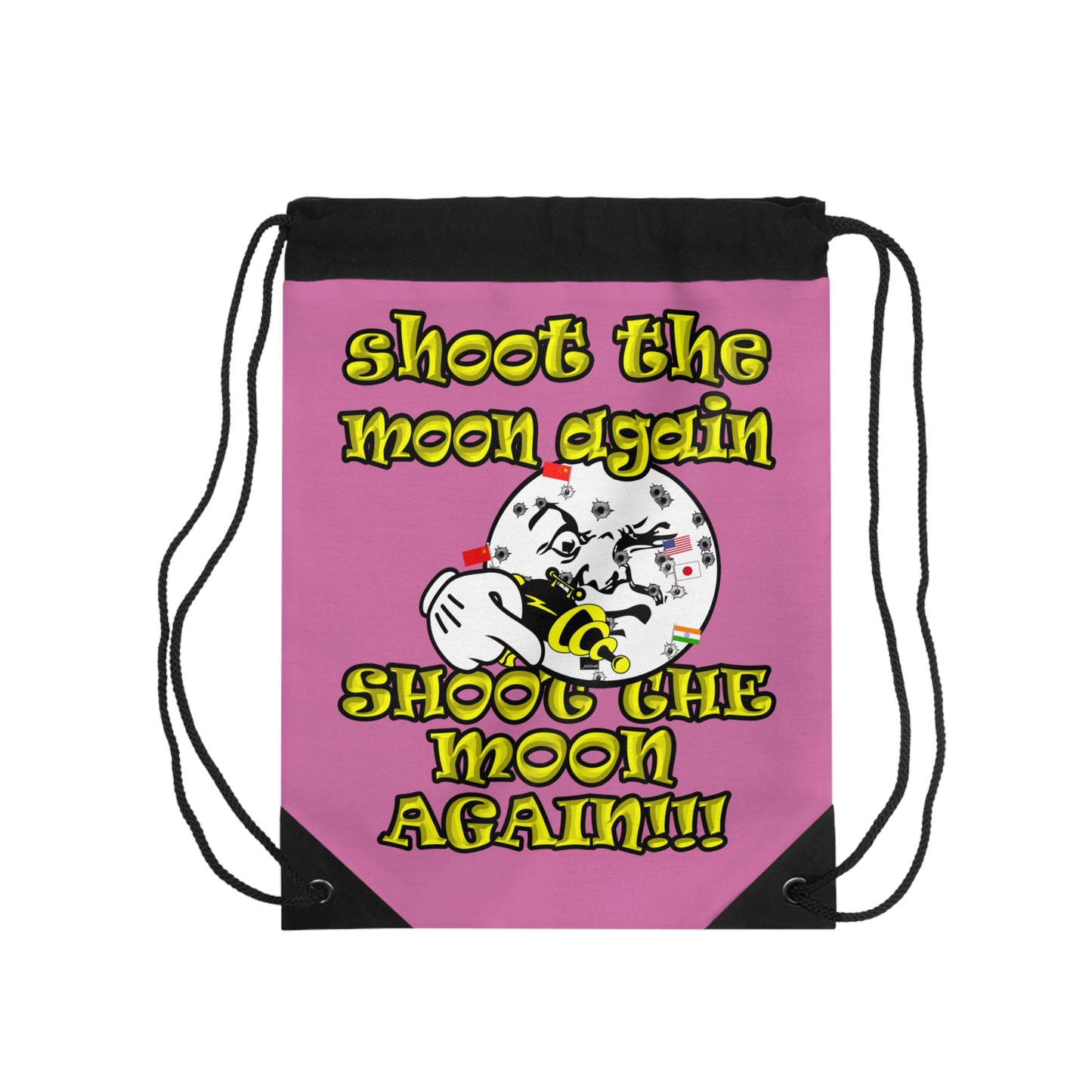 shoot the moon again - Drawstring Bag (light pink)