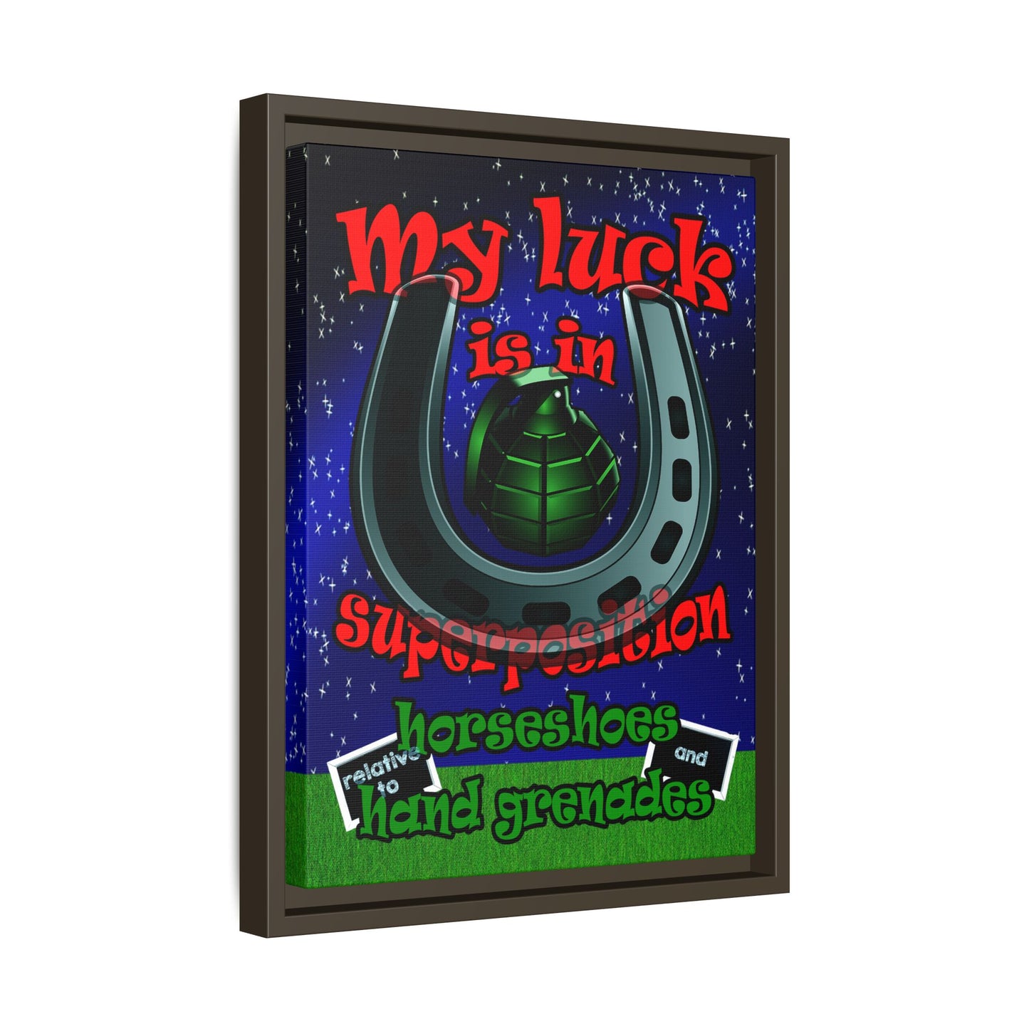 my luck - framed canvas art ('snoops' background)