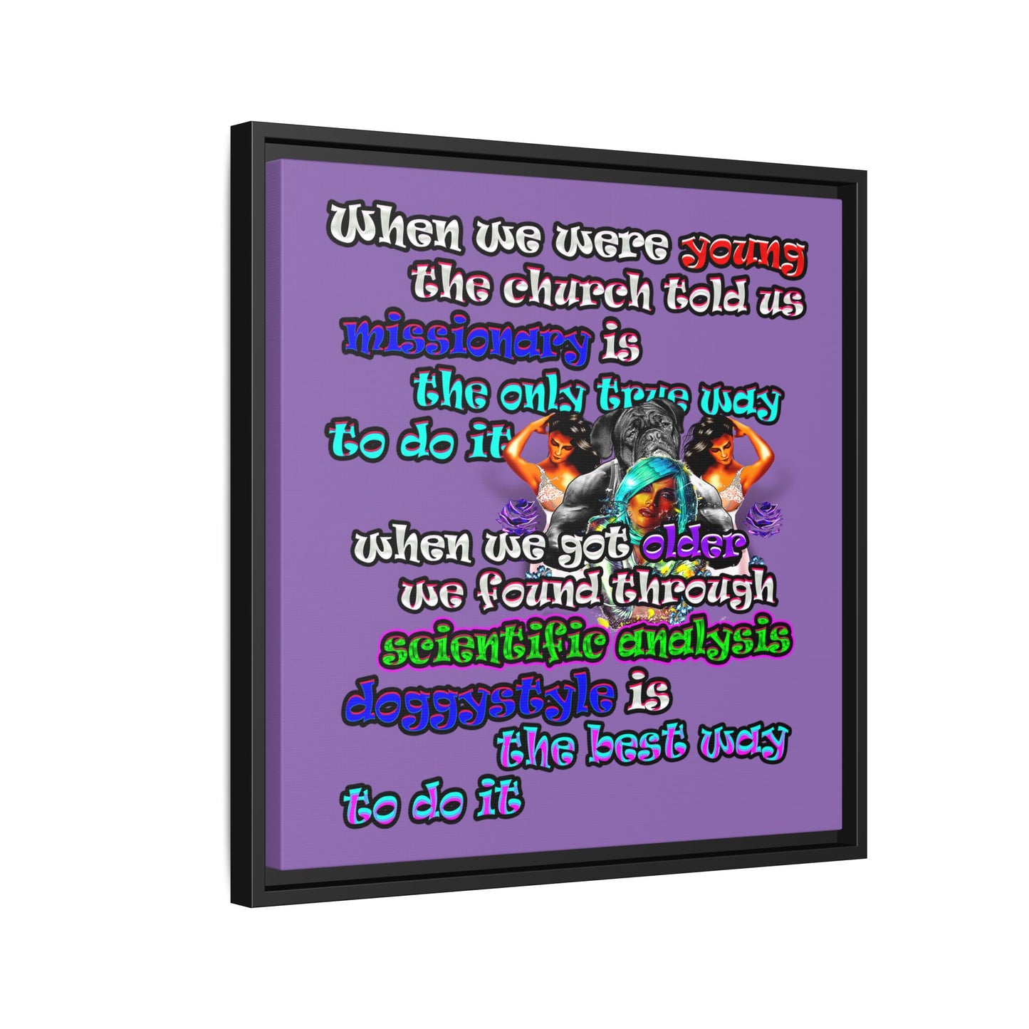 doggystyle - framed canvas art (light purple)