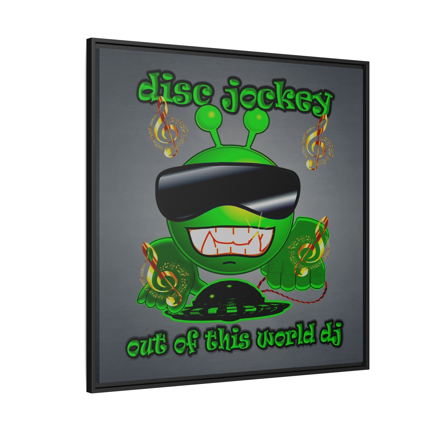 disc jockey - framed canvas art (grey-light grey)