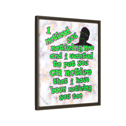 noticed you noticing - framed canvas art (white marble)