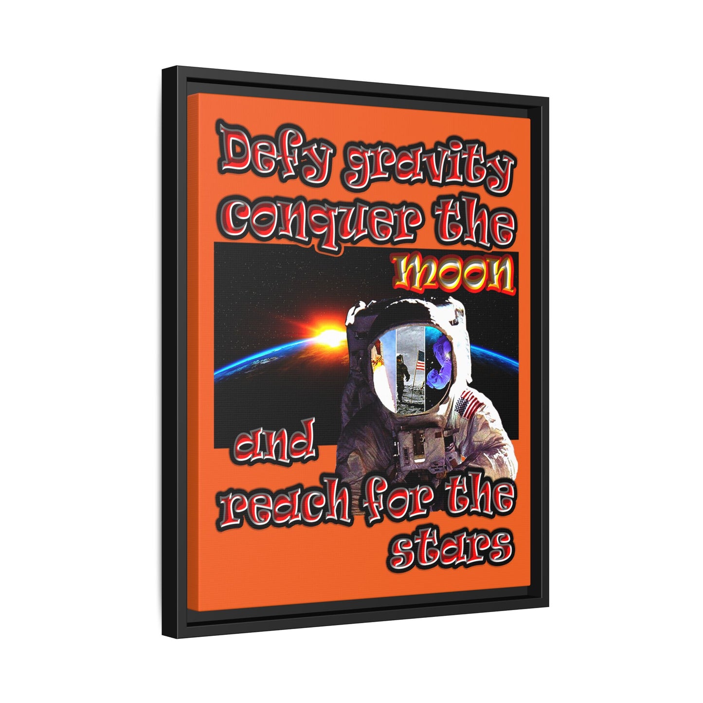 defy conquer reach - framed canvas art (orange)