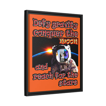 defy conquer reach - framed canvas art (orange)
