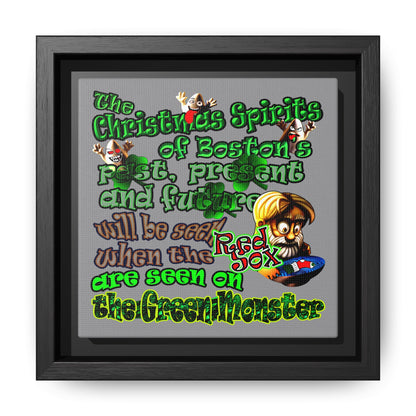 christmas spirits of boston - framed canvas art (grey)