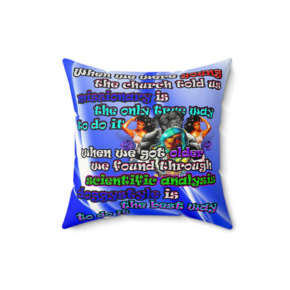 doggystyle - Faux Suede Square Pillow - (blue-white wave)