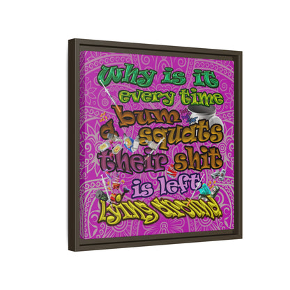 the bum's shit - framed canvas art (pink swirl)