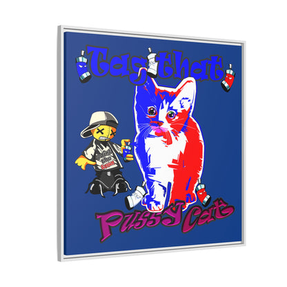 tag that - framed canvas art (dark blue)