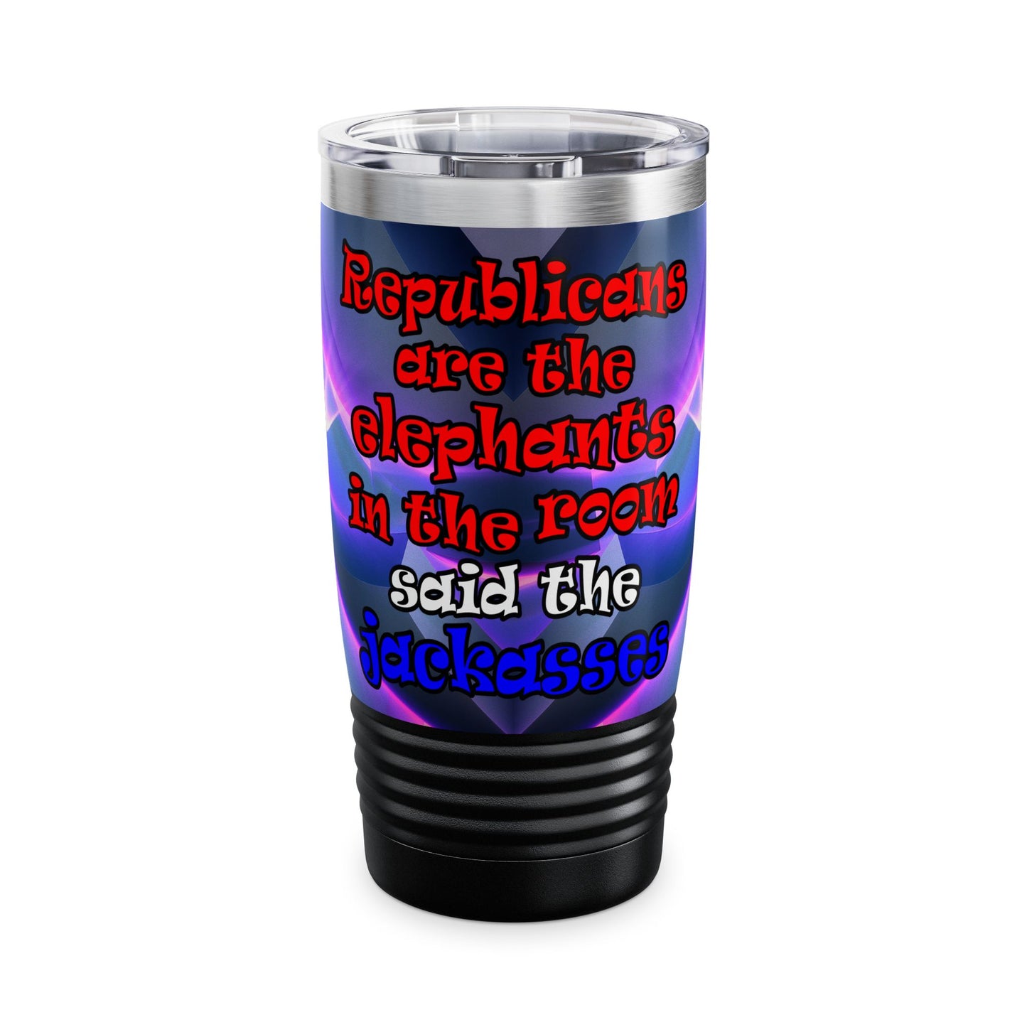 donkeys and elephants - Ringneck Tumbler, 20oz (grey-pink wave)