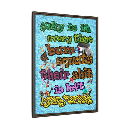 the bum's shit - framed canvas art (faded blue)