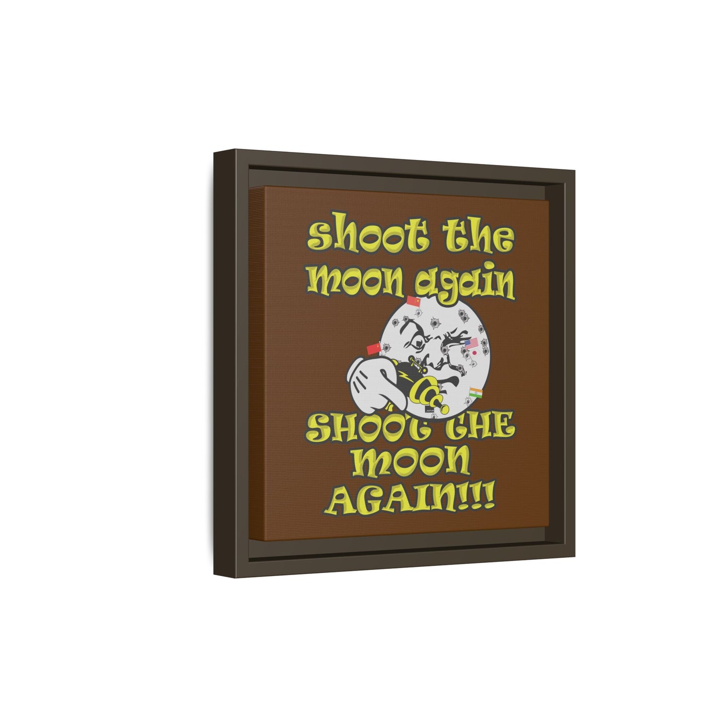 shoot the moon again - framed canvas art (brown)