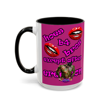 hoes b4 bros - Accent Mug (pink)