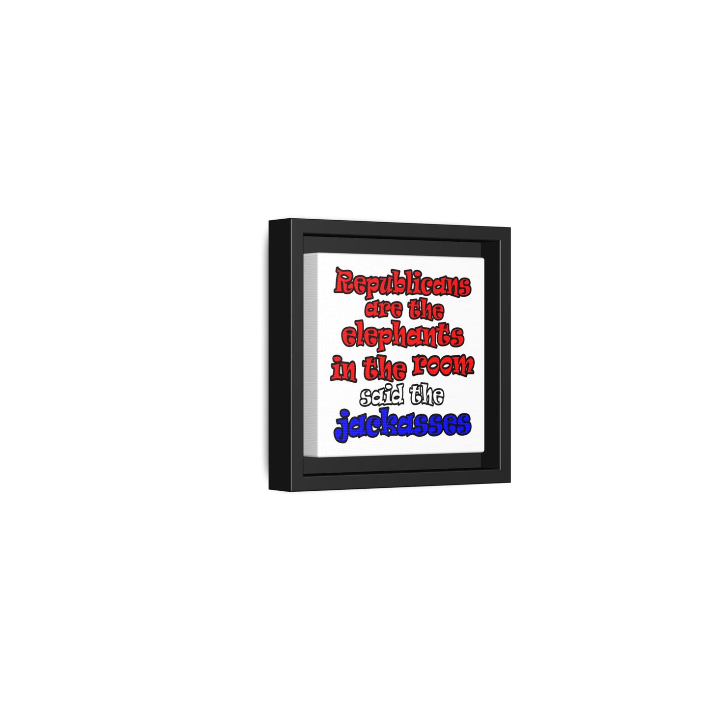 donkeys and elephants - framed canvas art (white)