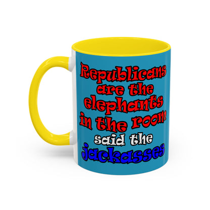 donkeys and elephants - Accent Mug (turquoise)