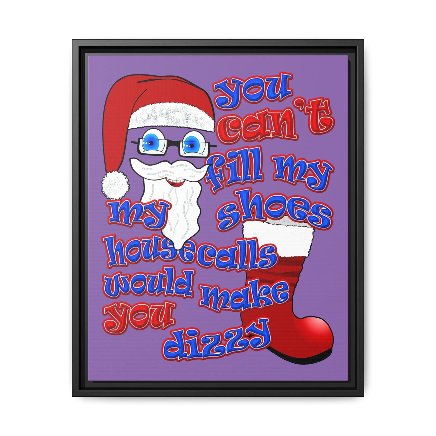 santa's shoes - framed canvas art (light purple)