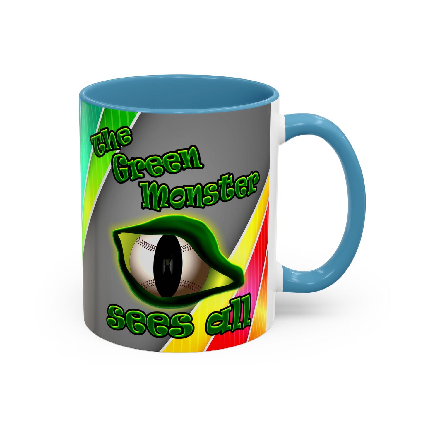 green monster - Accent Mug (rainbow split)