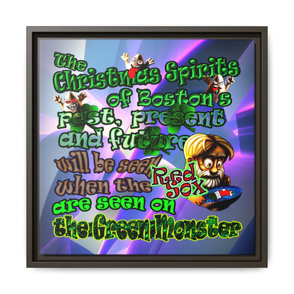 christmas spirits of boston - framed canvas art (grey-pink wave)