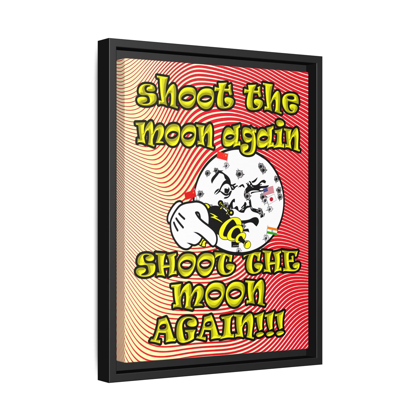 shoot the moon again - framed canvas art (yellow-orange wave)