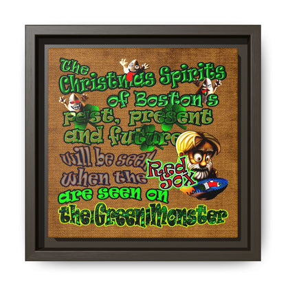 christmas spirits of boston - framed canvas art (brown papyrus)