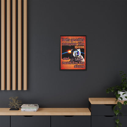 defy conquer reach - framed canvas art (burnt orange)