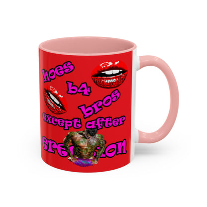 hoes b4 bros - Accent Mug (red)