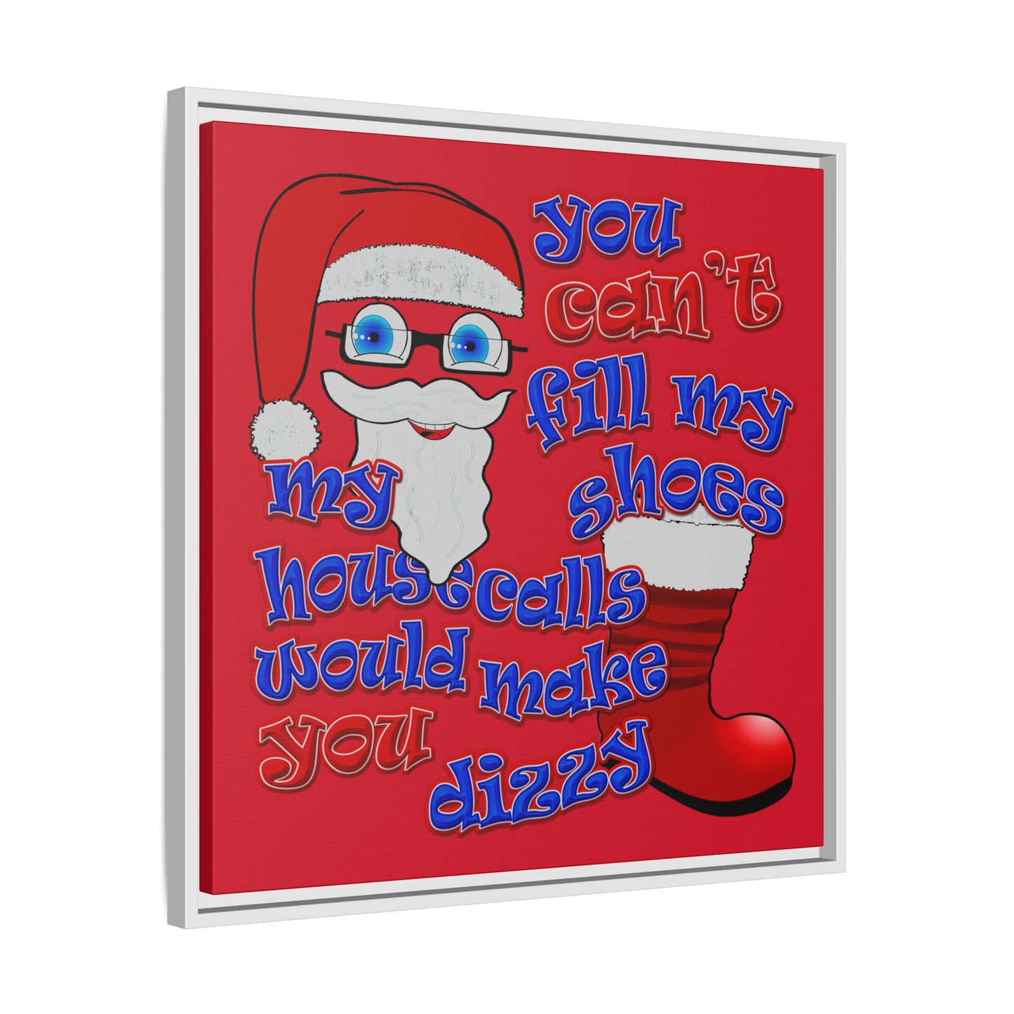 santa's shoes - framed canvas art (dark red)