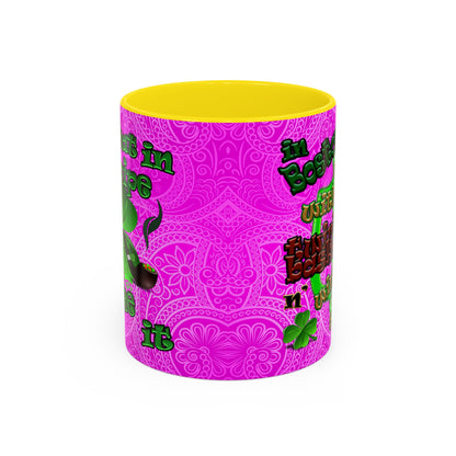 celtics logo - Accent Mug (pink swirl)