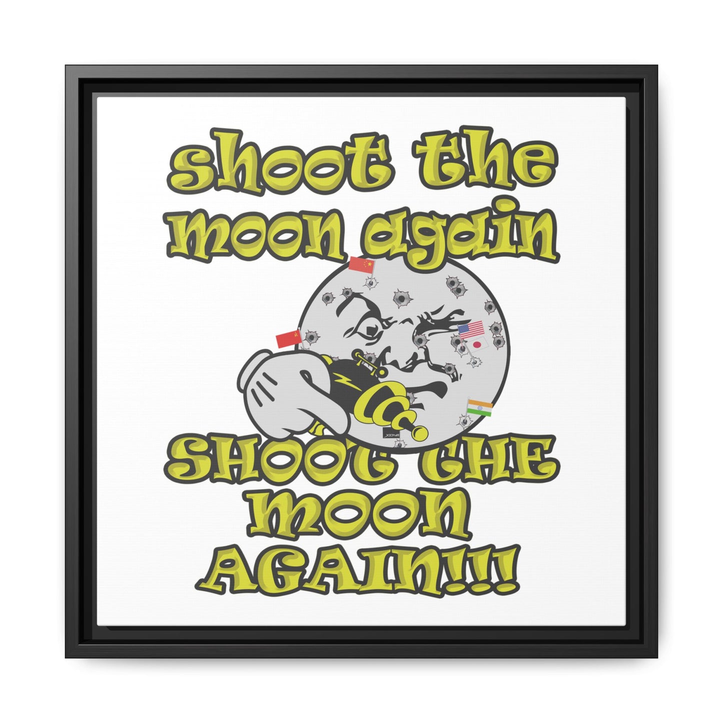 shoot the moon again - framed canvas art (white)