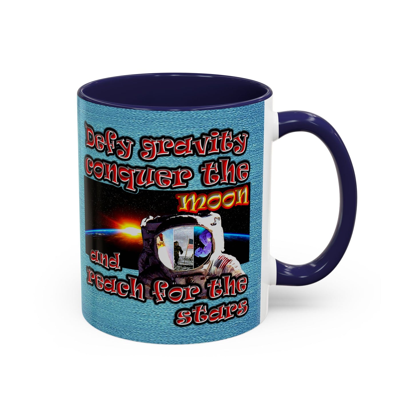 defy conquer reach - Accent Mug (faded blue)
