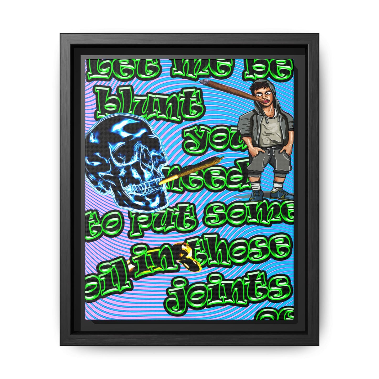og - framed canvas art (light blue-purple wave)