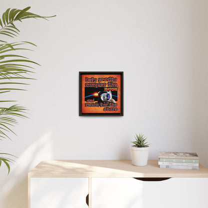 defy conquer reach - framed canvas art (burnt orange)