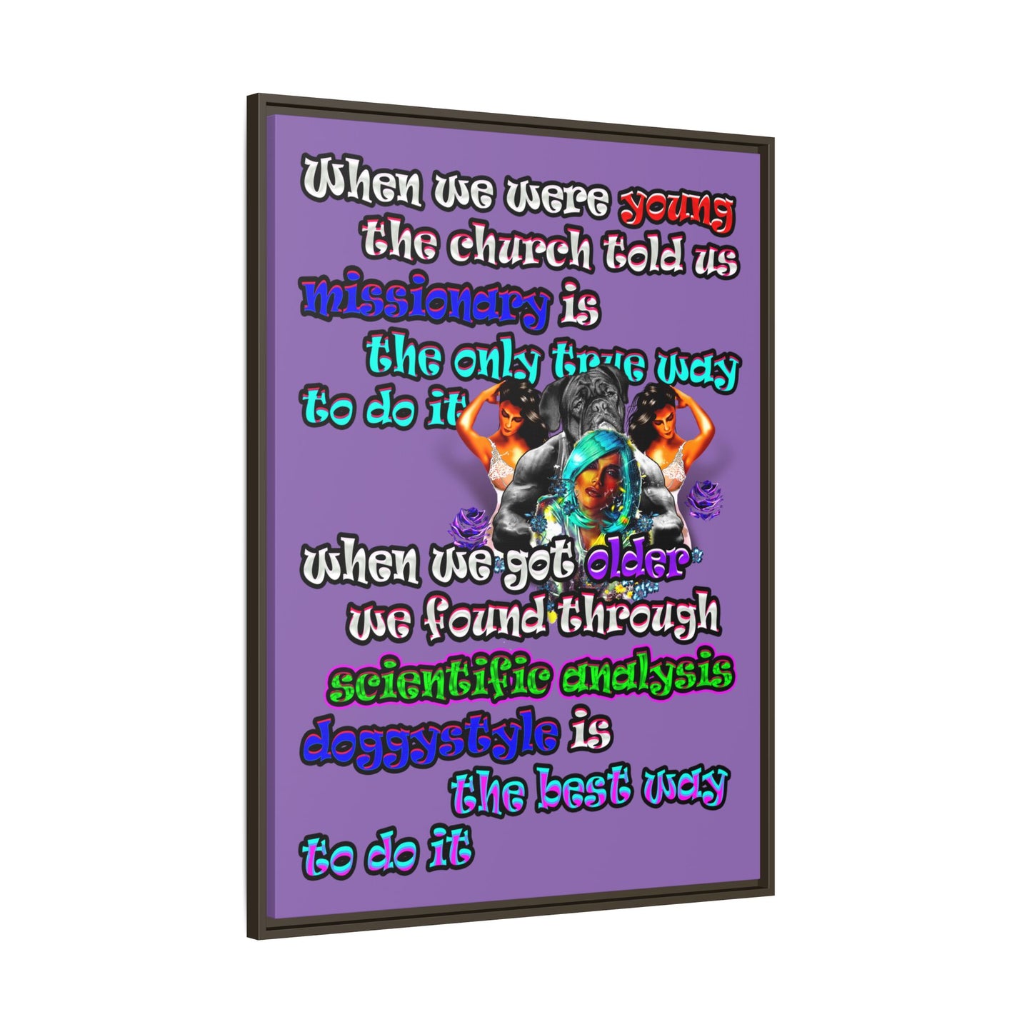 doggystyle - framed canvas art (light purple)