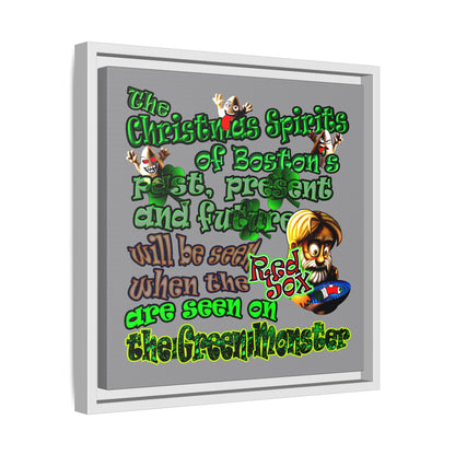 christmas spirits of boston - framed canvas art (grey)
