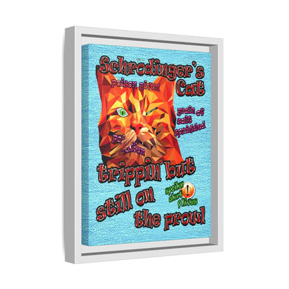 schrodinger's cat - framed canvas art (faded blue)