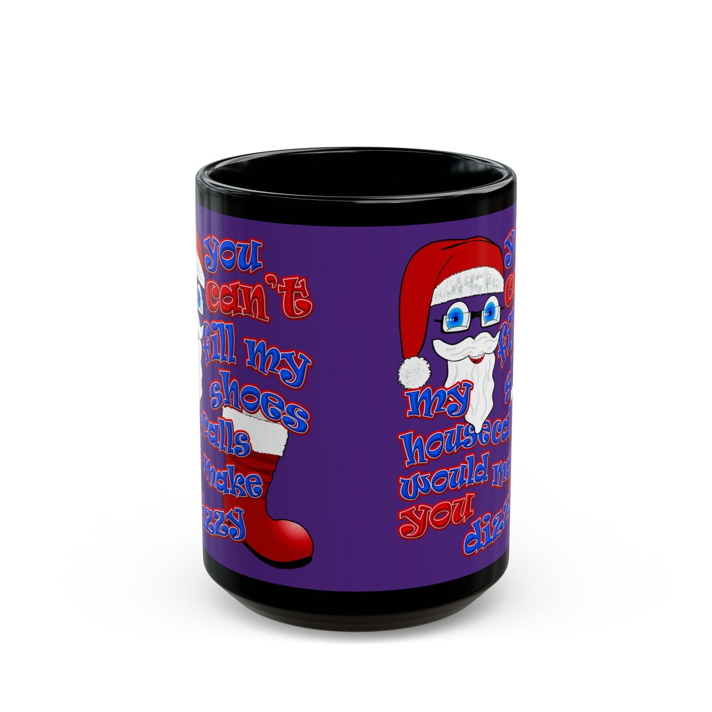santa's shoes - Black Mug (purple)