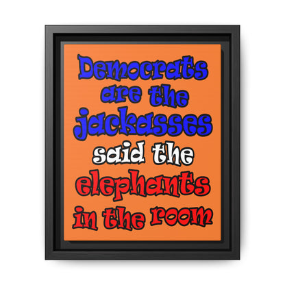 donkeys and elephants - framed canvas art (crusta)