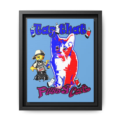 tag that - framed canvas art (light blue)