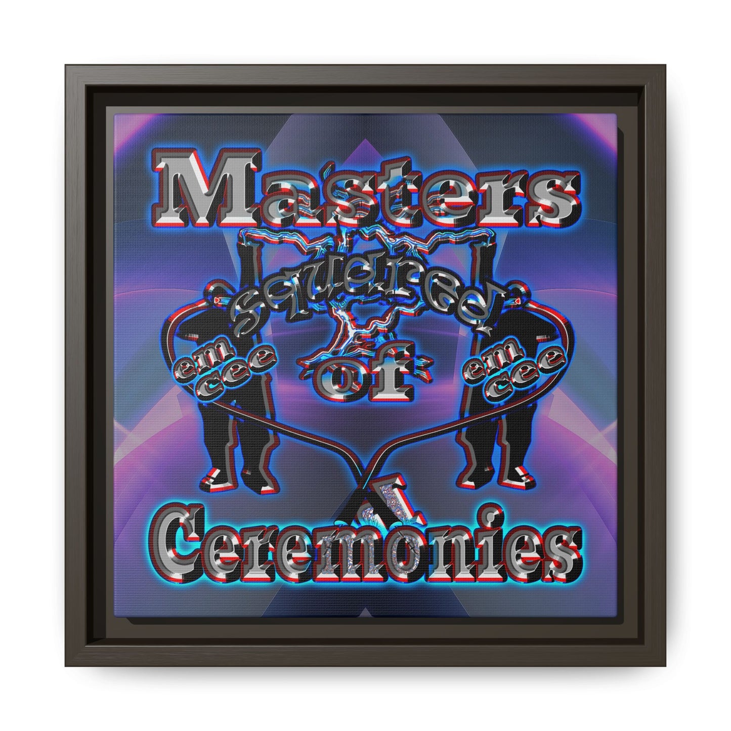 em cee squared - framed canvas art (grey-pink wave)