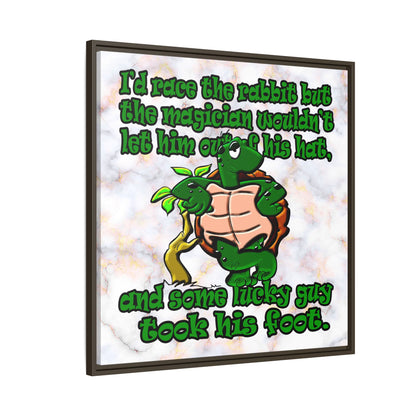 turtle race - framed canvas art (white marble)