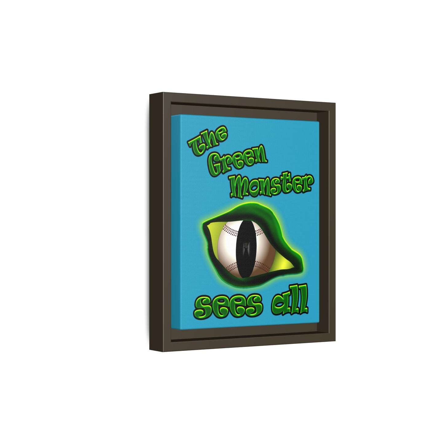 green monster - framed canvas art (turquoise)