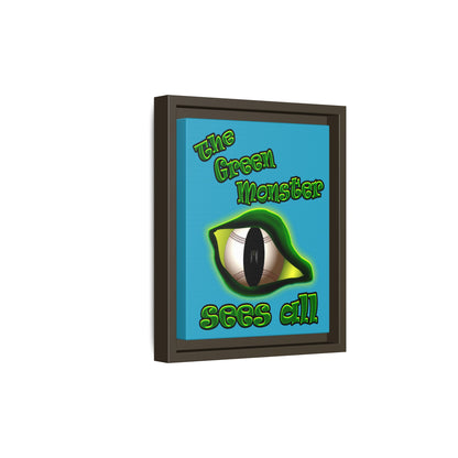 green monster - framed canvas art (turquoise)