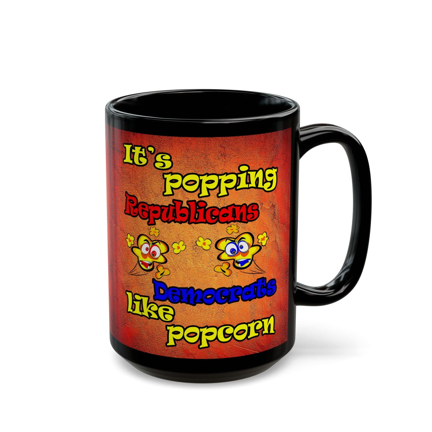 popping like popcorn - Black Mug (burnt orange)
