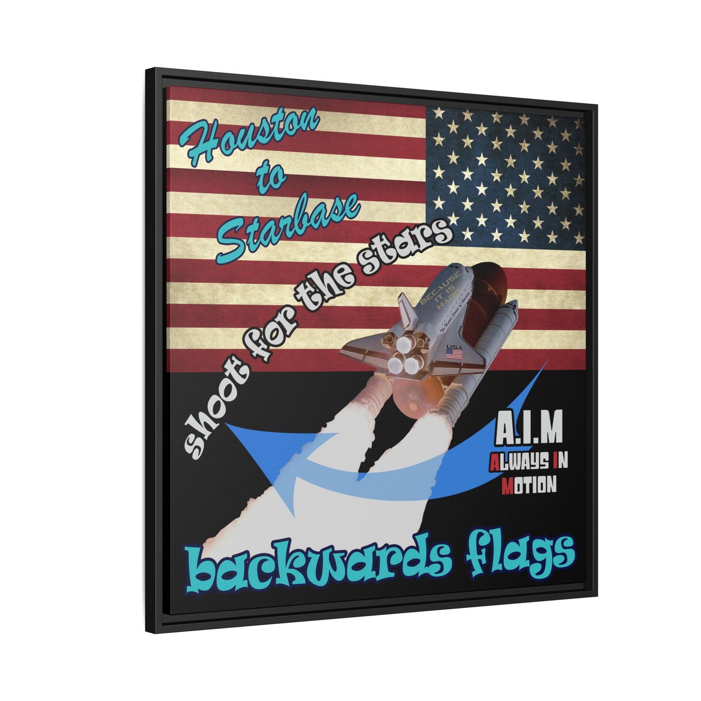 shoot for the stars - framed canvas art (black)