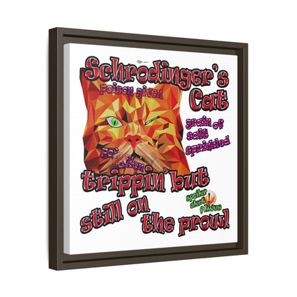 schrodinger's cat - framed canvas art (white)