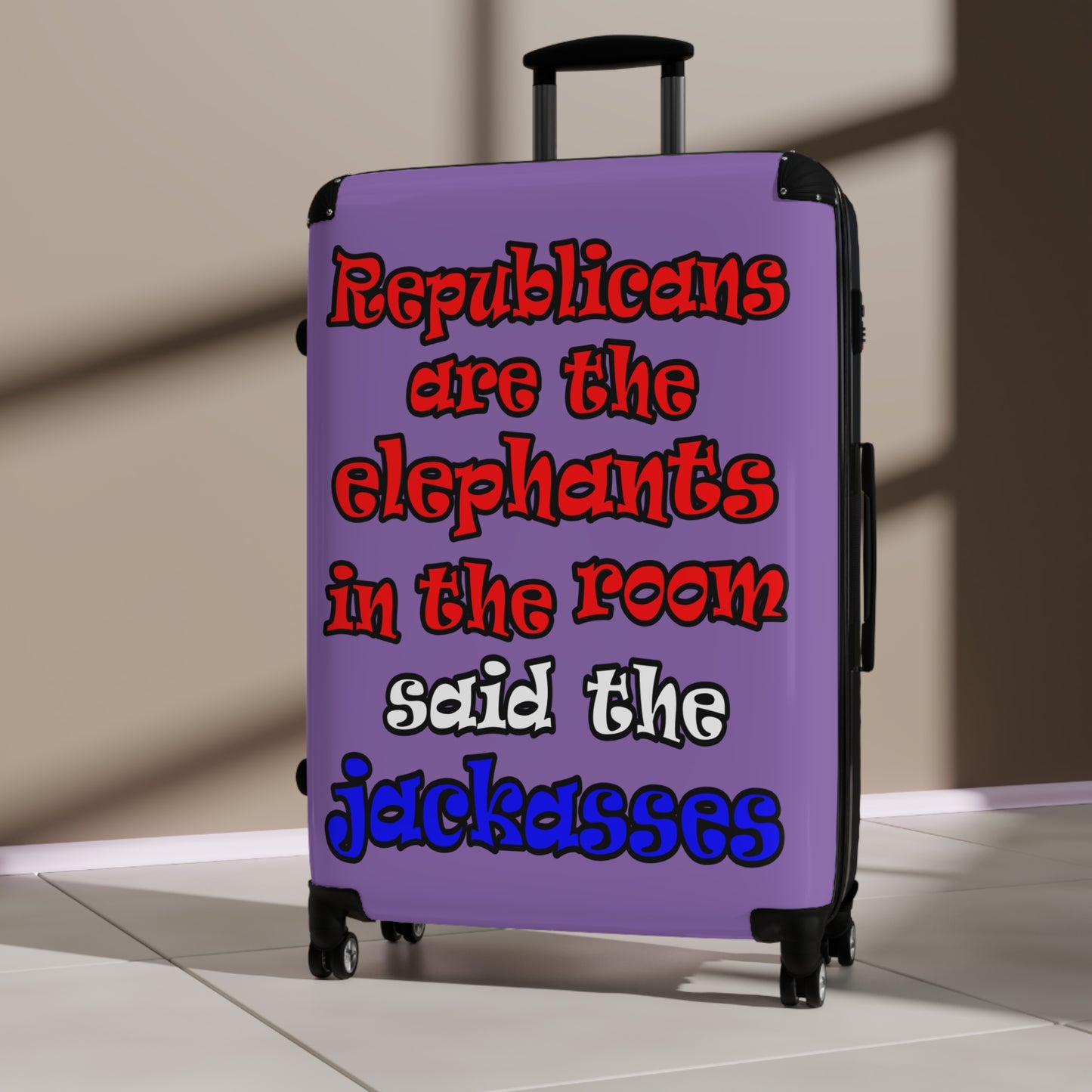 donkeys and elephants - Suitcase (light purple)