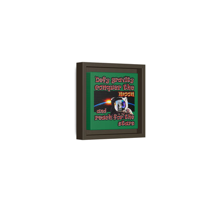 defy conquer reach - framed canvas art (dark green)