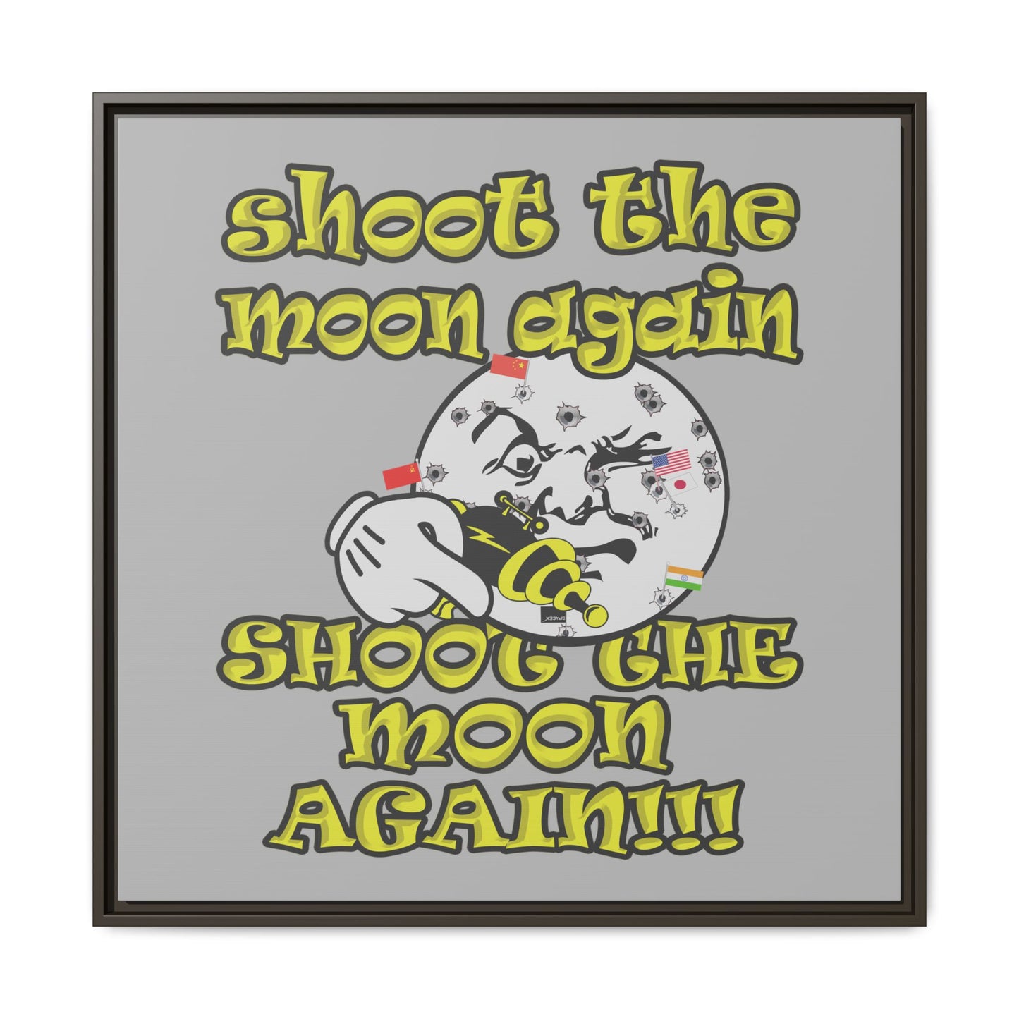 shoot the moon again - framed canvas art (light grey)